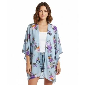 Signature Studio Kimono Topper Blue Floral Size 1X